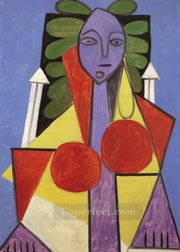有名な要約 Painting - フランソワーズ・ジロー「Femme dans un fauteuil」1946 キュビズム
